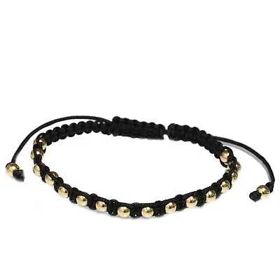 Macrame Braided Round 14k Yellow Gold Bead Bracelet For Women And Men  • $135
