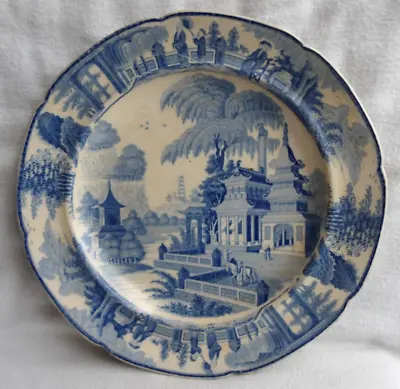 £10 • Buy Antique Pearlware Blue & White Pottery Plate C1820