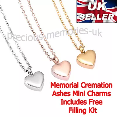 Mini Heart Cremation Ashes Urn Pendant - Keepsake Necklace - Memorial Jewellery • £13.99