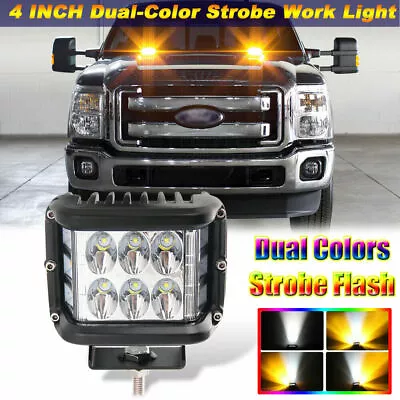 4  LED White Amber Fog Warning Flash Work Light For Truck SUV ATV Motocycle Boat • $24