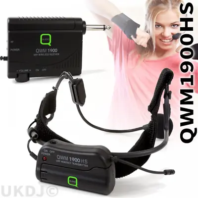 Q-Audio QWM1900HS UHF Lightweight Headset Wireless Radio Microphone System • £109