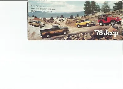 1978 Jeep CJ-5 CJ-7 Cherokee Wagoneer & J-10 Pickup Sales Brochure Catalog • $6.99