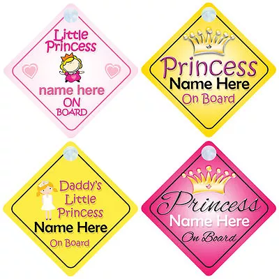 Princess On Board Personalised Girl Baby/Child Car Sign - Choice Of Designs!  • £5.74