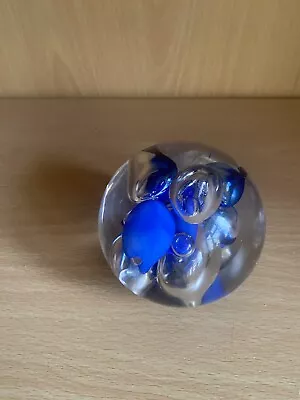 Heavy Unusual Blue Bubble Glass Paperweight Langham / Paul Miller • £0.99