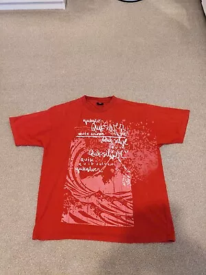 Mens Quicksilver Graphic Print Red T Shirt Size L • £8.50