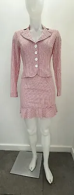 Vintage 90s I.N. San Francisco PINK  Seersucker Mini Skirt Set  SZ 5 • $49