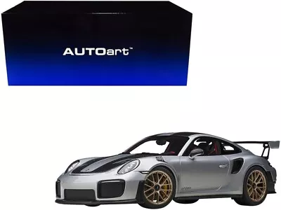 Porsche 911 (991.2) GT2 RS Weissach Package GT Silver With Carbon Stripes 1/18 M • $309