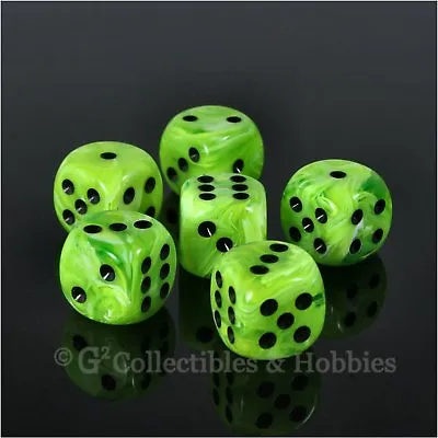 NEW Set Of 6 Vortex Bright Green D6 Dice Six Sided RPG D&D Game D6s 16mm Chessex • $6.99