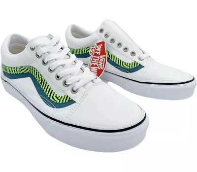 ✅vans Old Skool Sz-10.5(wave)true White/multi Style# Vn0a3wkt4s4📦 • $49