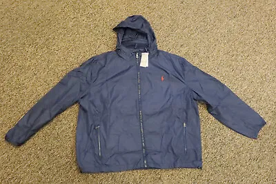 BIG & TALL New Polo Ralph Lauren Men's Packable Windbreaker Size 2XB Navy Blue • $24.95