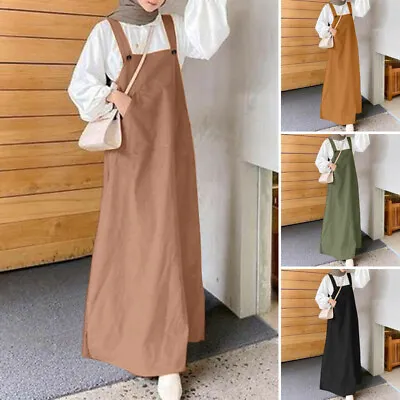 Women Strappy Pocket Long Maxi Dress Side Split Casual Loose Dresses Kafta • £8.54