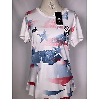 USA Volleyball Adidas White Olympic Team PrimeBlue Jersey Women's LARGE NWT • $59.99