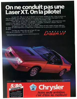 1986 CHRYSLER Laser XT Vintage Original Print AD - Red Convertible Photo Canada • $7.36