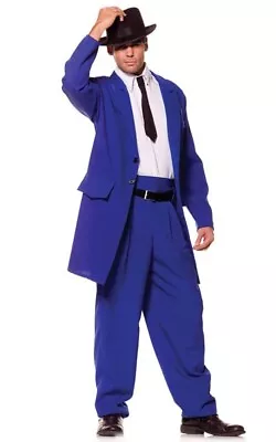  ADULT MENS PLUS BLUE ZOOT SUIT 1940s GANGSTER FANCY DRESS PIMP MOBSTER COSTUME • £52.57