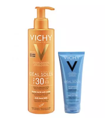 Vichy Ideal Soleil Sunscreen Anti Sand SPF30 200ml + Aftersun 100ml Free!! • $27.99