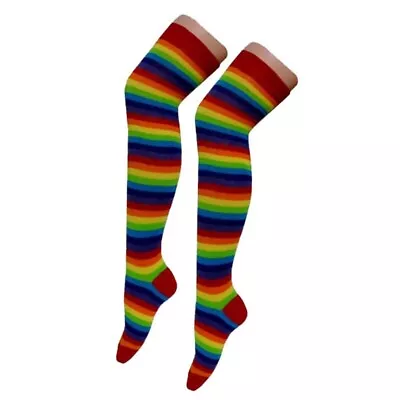 Ladies Plain And Striped Over The Knee High Socks Cotton Lycra 4-6 Striped Socks • £9.99