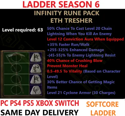 ✅PC PS4 PS5 XBOX SWITCH✅LADDER Eth Thres Infinity Diablo 2 Resurrected Items D2R • $8.90