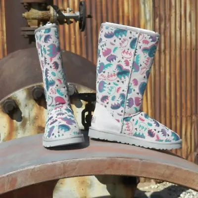 New Womens UGG Classic Tall Graffiti Claw Seal Sugar Plum Grey Sheepskin Boots • $119.99