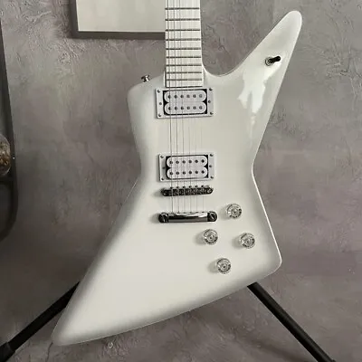 White Explorer Electric Guitar Solid White Fretboard Mahogany Body HH Pickups • $236.55