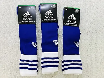 $28.75 • Buy Lot 3 Adidas Soccer Copa Zone Cushion Socks Purple Medium Men 5-8.5/Womens 5-9.5