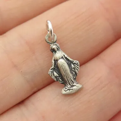 925 Sterling Silver Antique St. Mary Miraculous Medal Religious Charm Pendant • $17.95