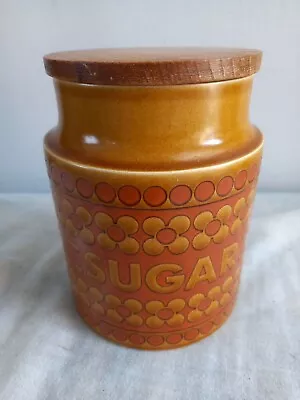 Hornsea Saffron Sugar  Storage Jar Pot Wooden Lid Pottery Vintage  • £8.99