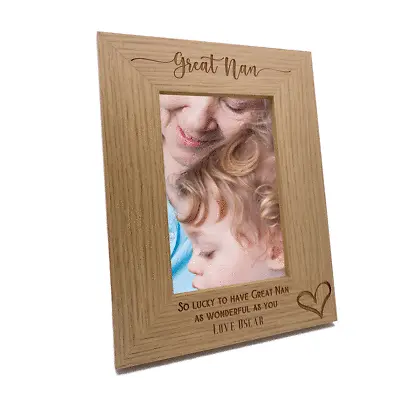 £13.45 • Buy Personalised Great Nan Love Heart Engraved Photo Frame Gift FW649