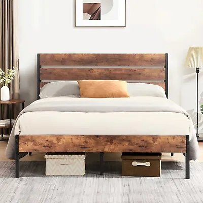 Vecelo Twin/Full/Queen Size Bed Frame Metal Platform With Wooden Headboard • $116.99