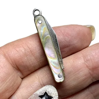 Art Deco Abalone Fruit Knife Pendant Fob Pocketknife 1 5/8” As-Is Chip • $43.20