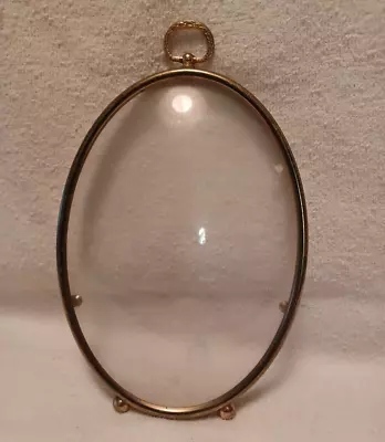 Vintage Oval Convex Glass Metal Picture Frame • $25
