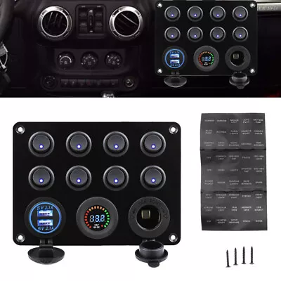 $36.99 • Buy 8 Gang Car Marine Boat Rocker Switch Panel Circuit Breaker Voltmeter Waterproof
