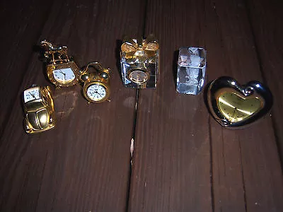 Nice Lot 5 Pcs Collectiable Gold Silver Tone Mini Quartz Clocks 1 Paperweight • $39.99