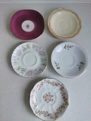 Vintage Mismatched China/Porcelain Saucers - Set X 5 Bundle Joblot - Floral • £0.99