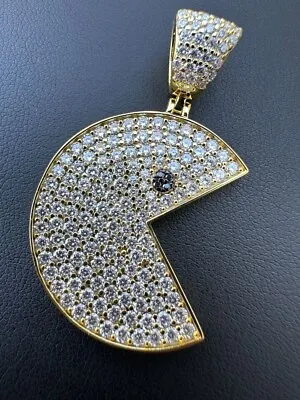 0.50Ct Round Cut Lab Created Diamond PACMAN Iced Pendant 14K Yellow Gold Plated • $99