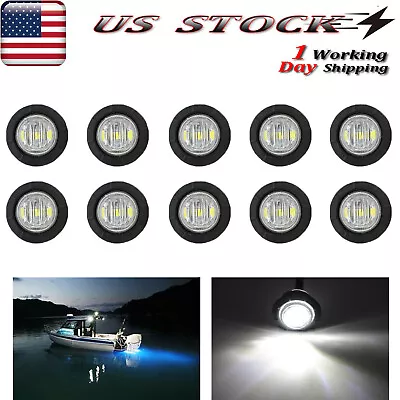 10x Round Marine Boat LED Stern Lights White 12V Cabin Deck Courtesy Light • $11.99