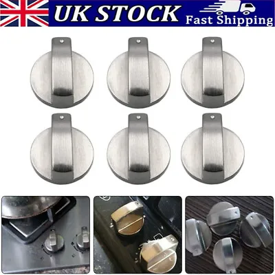 6pcs Metal Universal Gas Stove Knob Cooker Oven 6mm Kitchen Switch Controller • £6.69
