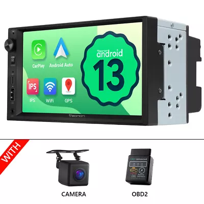 CAM+OBD+Double 2Din Car Stereo Radio Android 13 CarPlay 7  Touch Bluetooth Video • $201.26