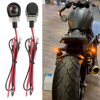 2x Mini LED Motorcycle Turn Signals Amber Blinker Light For Indian Scout Bobber • $15.07