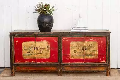 78  Long Painted Antique Mongolian Sideboard • $2845