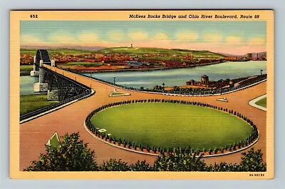 Pittsburgh PA-Pennsylvania McKees Rocks Bridge Ohio River Vintage Postcard • $7.99