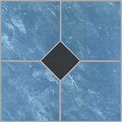 Blue Vinyl Floor Tile 20 Pcs Adhesive Bathroom Flooring - Actual 12'' X 12'' • $26.99