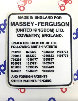 Massey Ferguson 135 148 165 168 175 185 188 Series Tractor Patent Pending Decal • $14