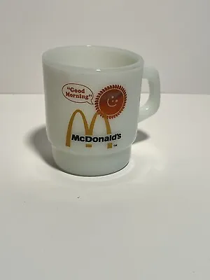 Vintage McDonalds  Good Morning  Fire King Anchor Hocking Milk Glass Coffee Mug • $7.99