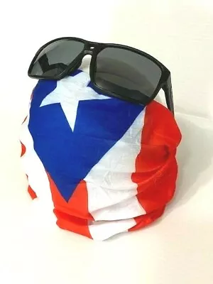 PUERTO RICO FLAG HEAD WEAR STRETCH NECK GAITER MULTI SCARF BANDANA Black Or Blue • $11.50