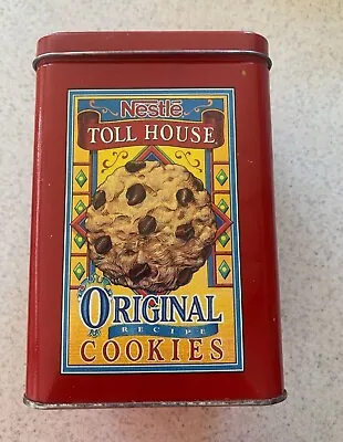 Nestle Toll House Vintage Cookie Tin Canister Collectible Red Original Chocolate • $10