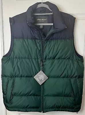 Eddie Bauer Premium Goose Down Vest Green & Blue Size Tall Large • $24.97