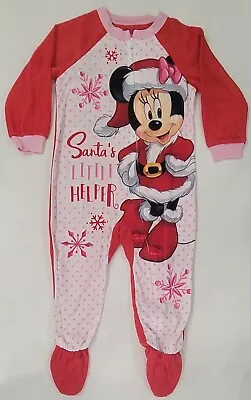 Toddler Girls 3T Minnie Mouse Disney Christmas Pajamas 1 Piece Red Pink • $20