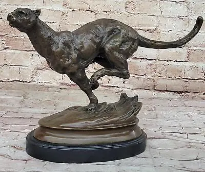 Running Panther Puma Mountain Lion Bronze Sculpture Statue Wildlife Original Art • $549