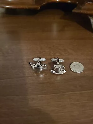£3.99 • Buy Teapot & Cup Cufflinks Novelty Gift For Him / Teacher
