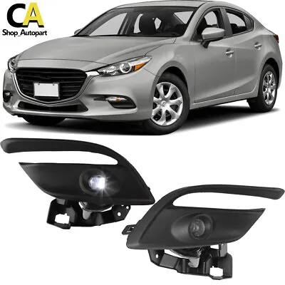 2017-2018 Mazda 3 LED Bumper Fog Lights Mazda3 Front Lamps Chrome Trim Bezel • $109.99